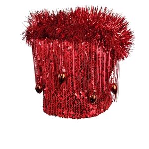 Love On A Hanger Red Sequin Tinsel Tube Top Holiday Party medium Strapless Sexy